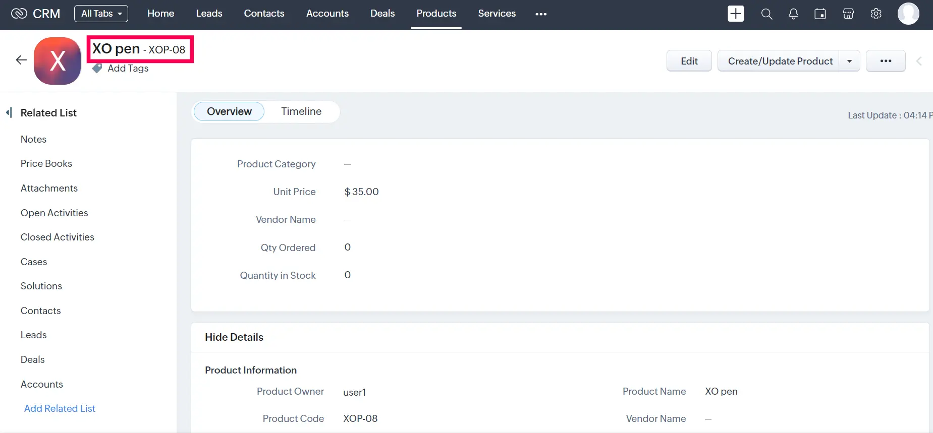 BigCommerce Products to Zoho CRM Products