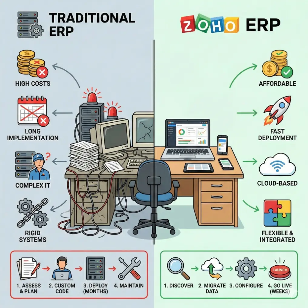 Traditional ERP vs ZohoERP: Which One to Choose