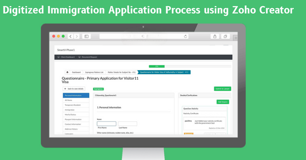 Immigration Application Process digitized using Zoho Creator