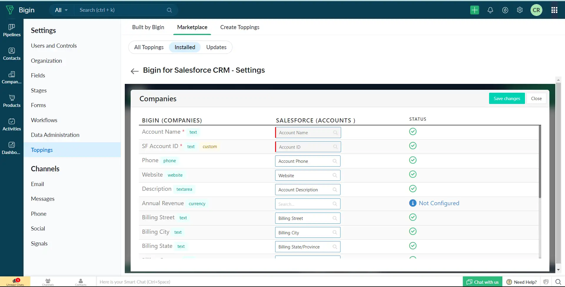 Bigin Account Mapping Image