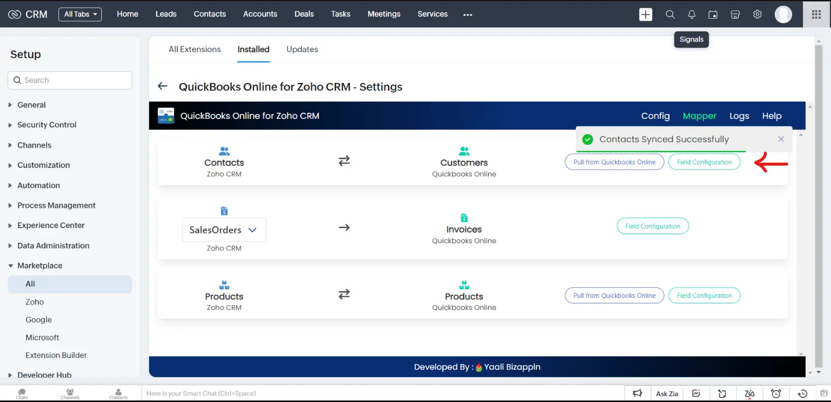 Create Customers in QuickBooks from Zoho CRM