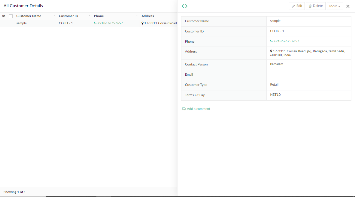 Customer Database in Fuel delivery app zoho creator