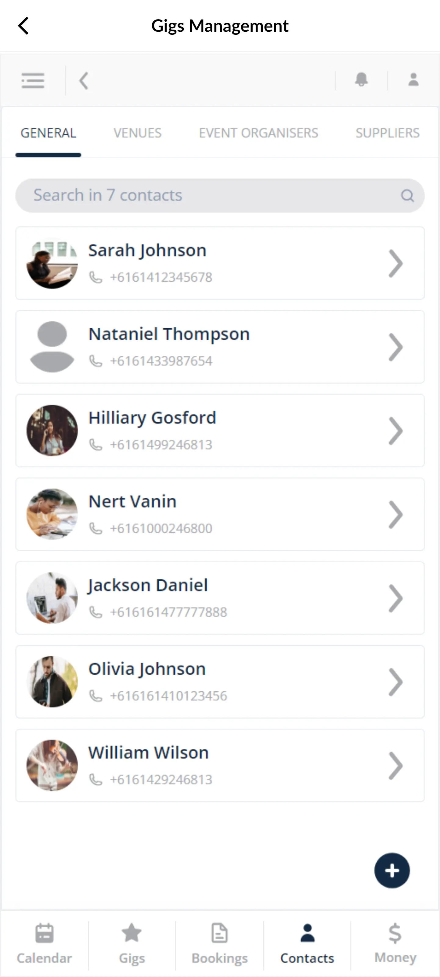 Gig Booking Contact details of Artists