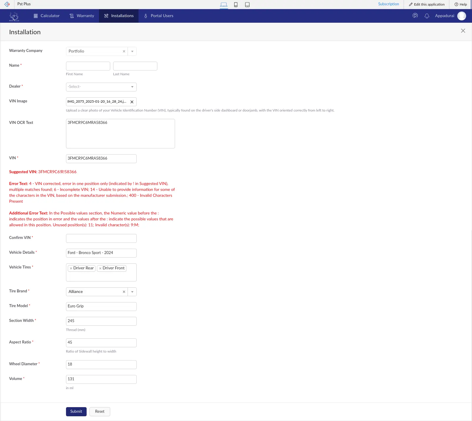OCR in Zoho Creator to validate VIN number for warranty claim