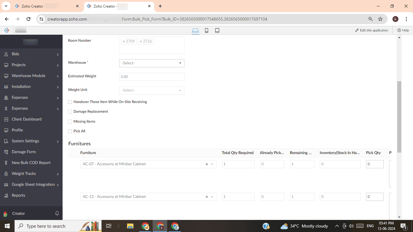PRODUCT PICKING AND PULLING