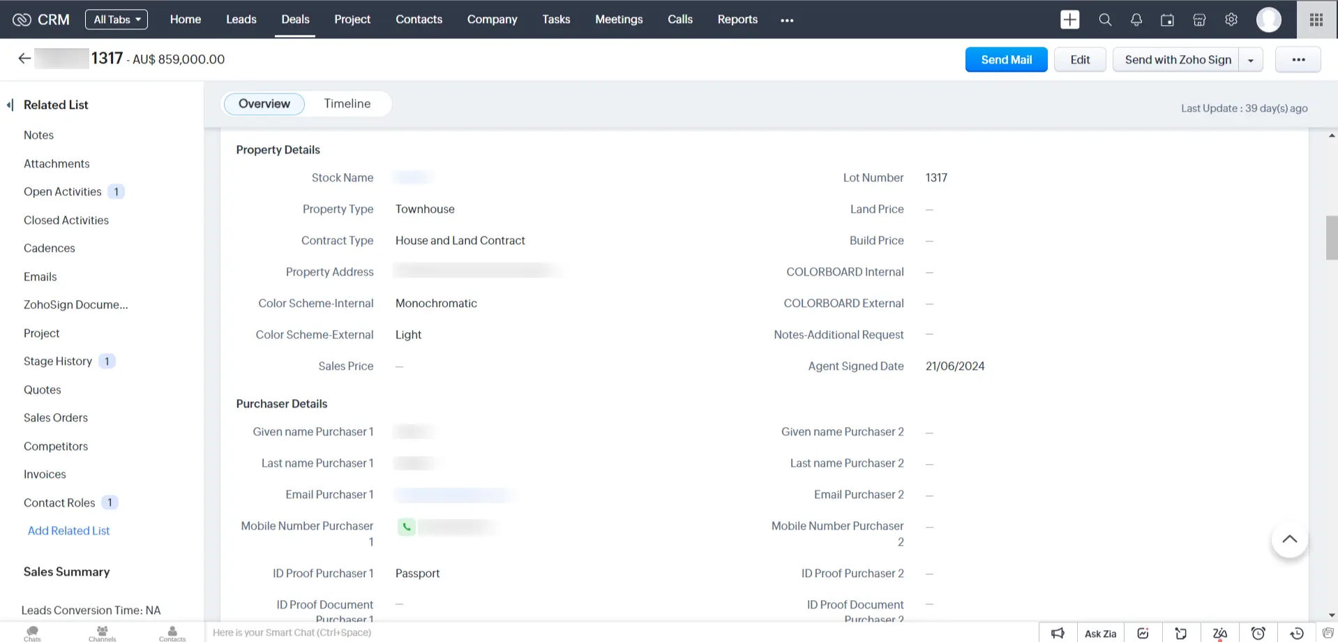 Managing Property Value details in Zoho CRM for Real Estate Agent