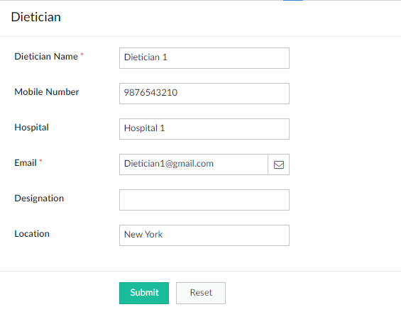 Store dieticians data in Fitness Management App Zoho