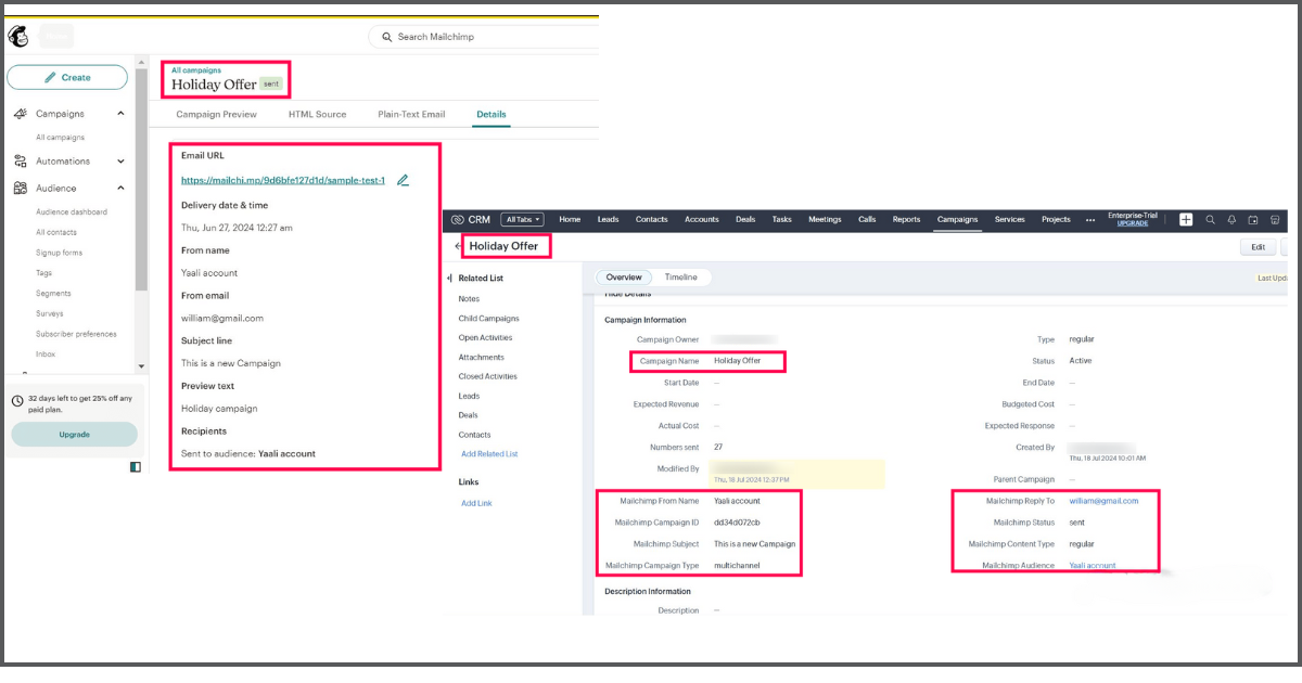 Sync Mailchimp Campaign with Zoho CRM Campaign