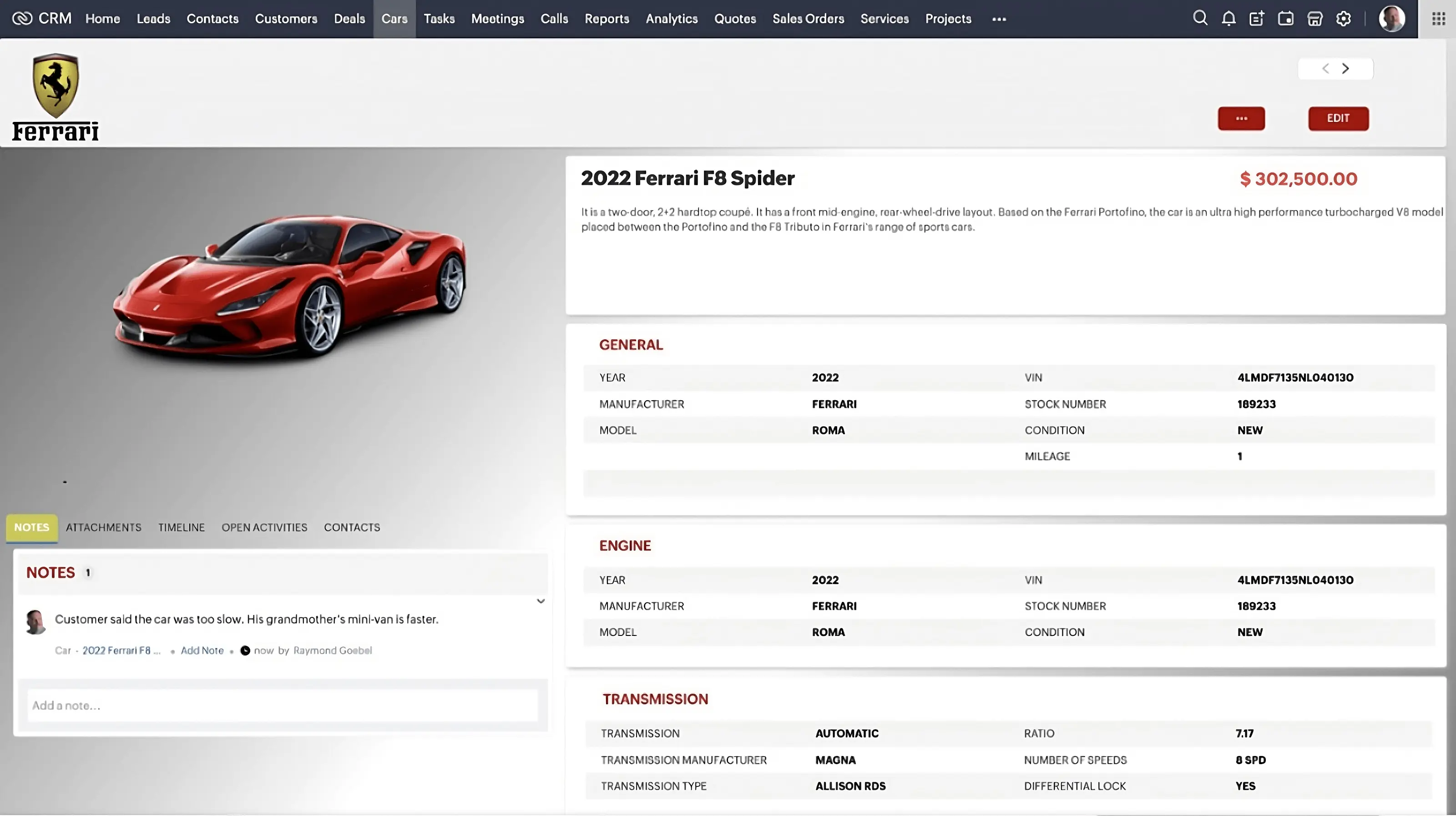 Zoho CRM Canvas Template for Car Selling Company