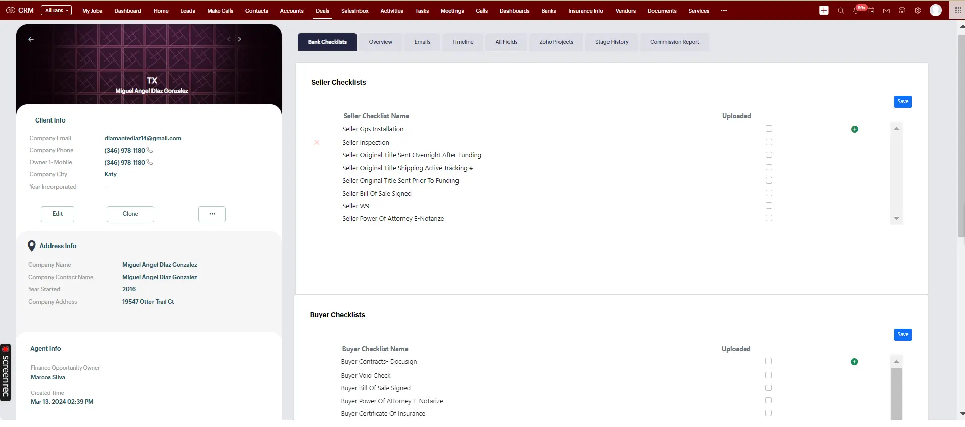 Zoho CRM Canvas template for Insurance company