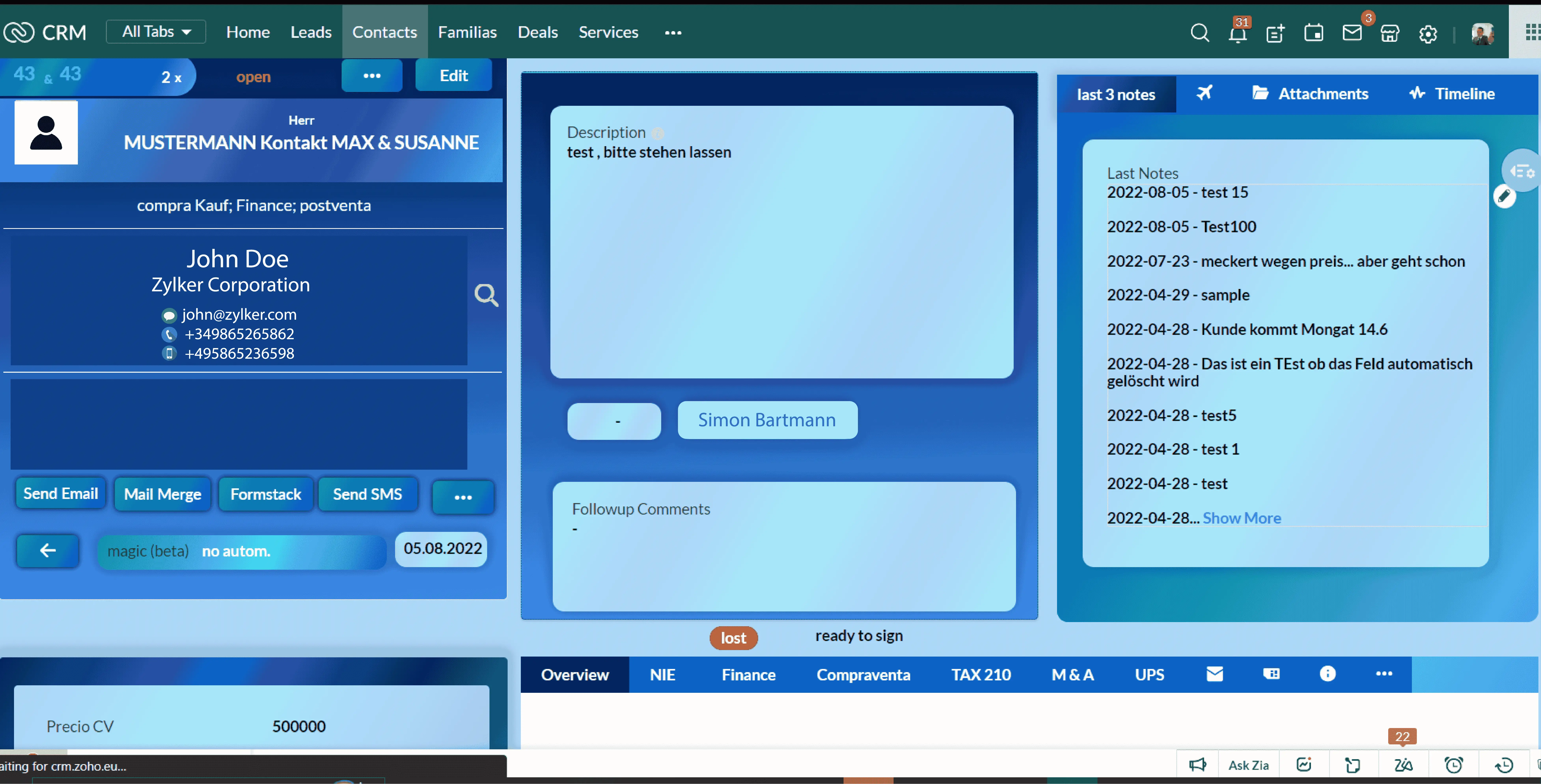 Zoho CRM Canvas template for Professional Consulting Firm