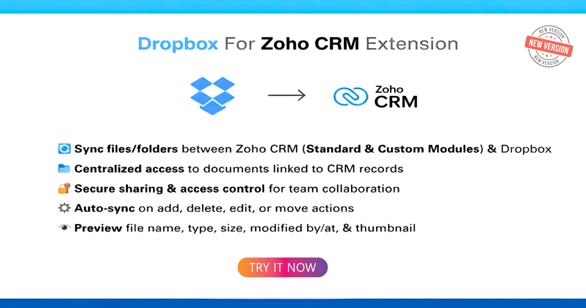 Zoho CRM Dropbox Integration | Dropbox for Zoho Extension