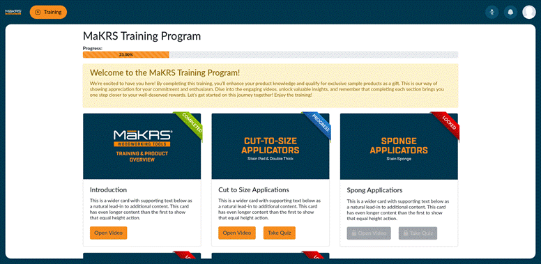 Zoho Creator LMS Homepage for Retail Training