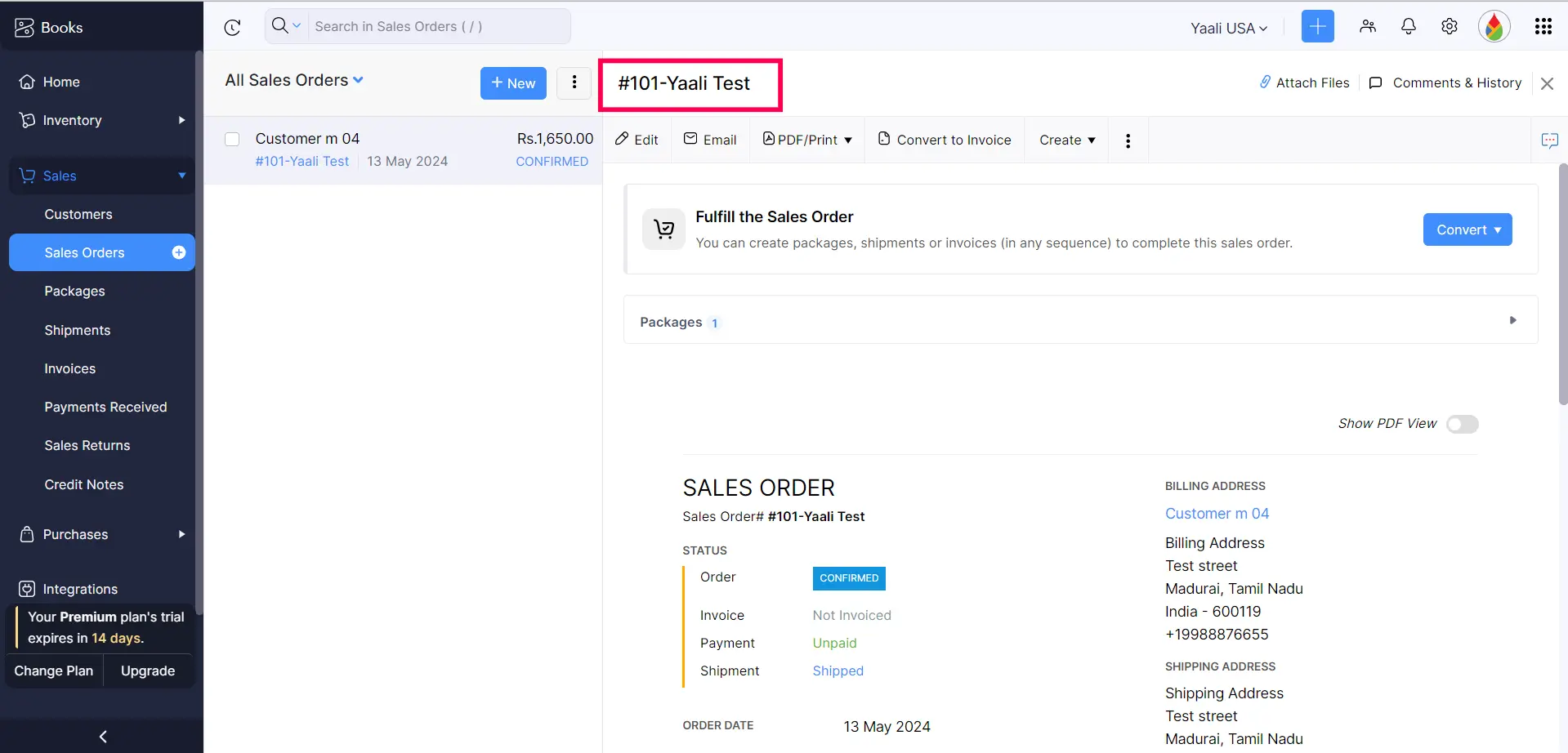 BigCommerce Order to Zoho Books Order