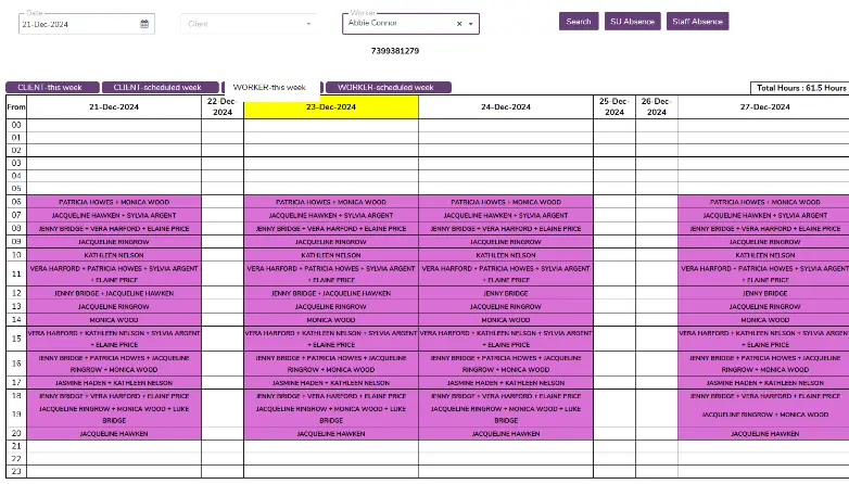 Worker booked this week report view in zoho creator
