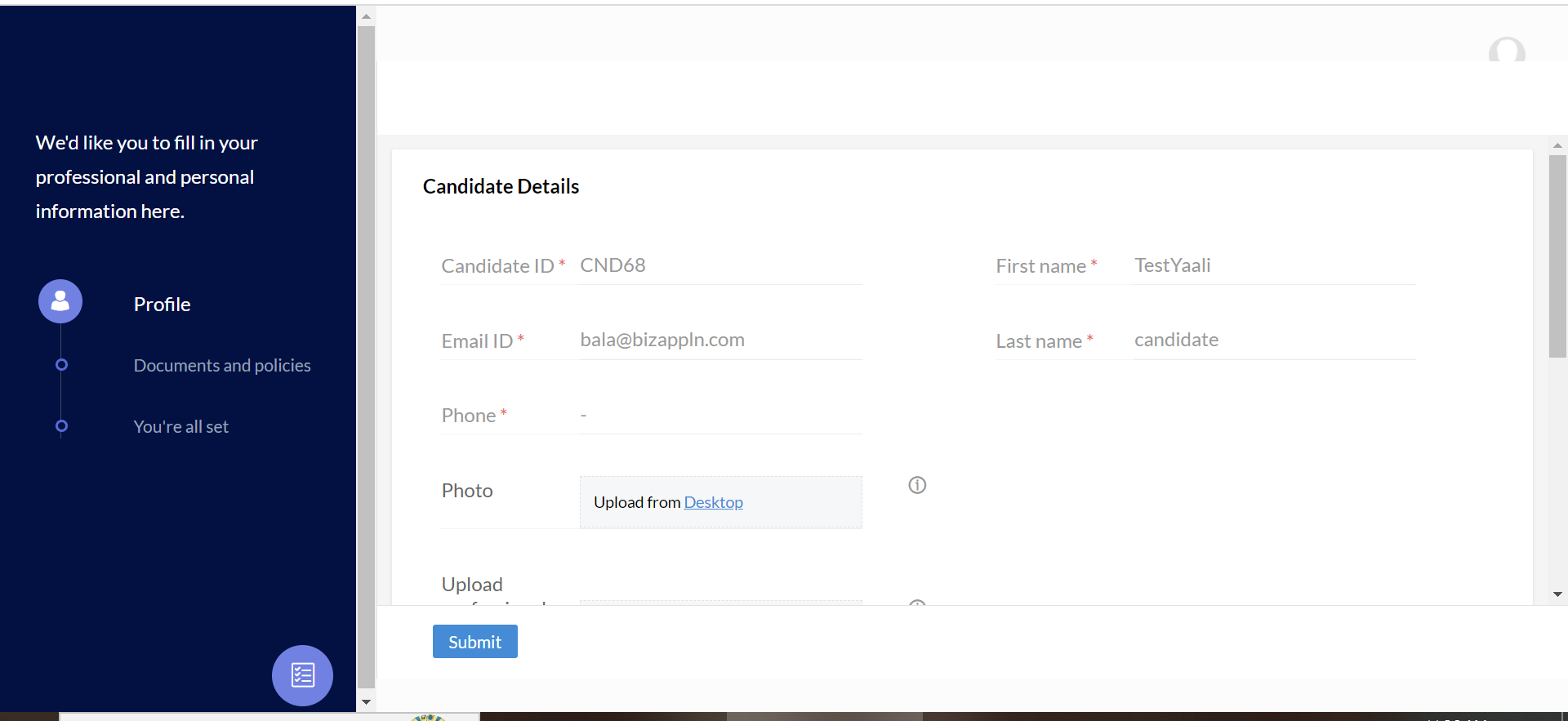 Zoho onboarding process for Candidates