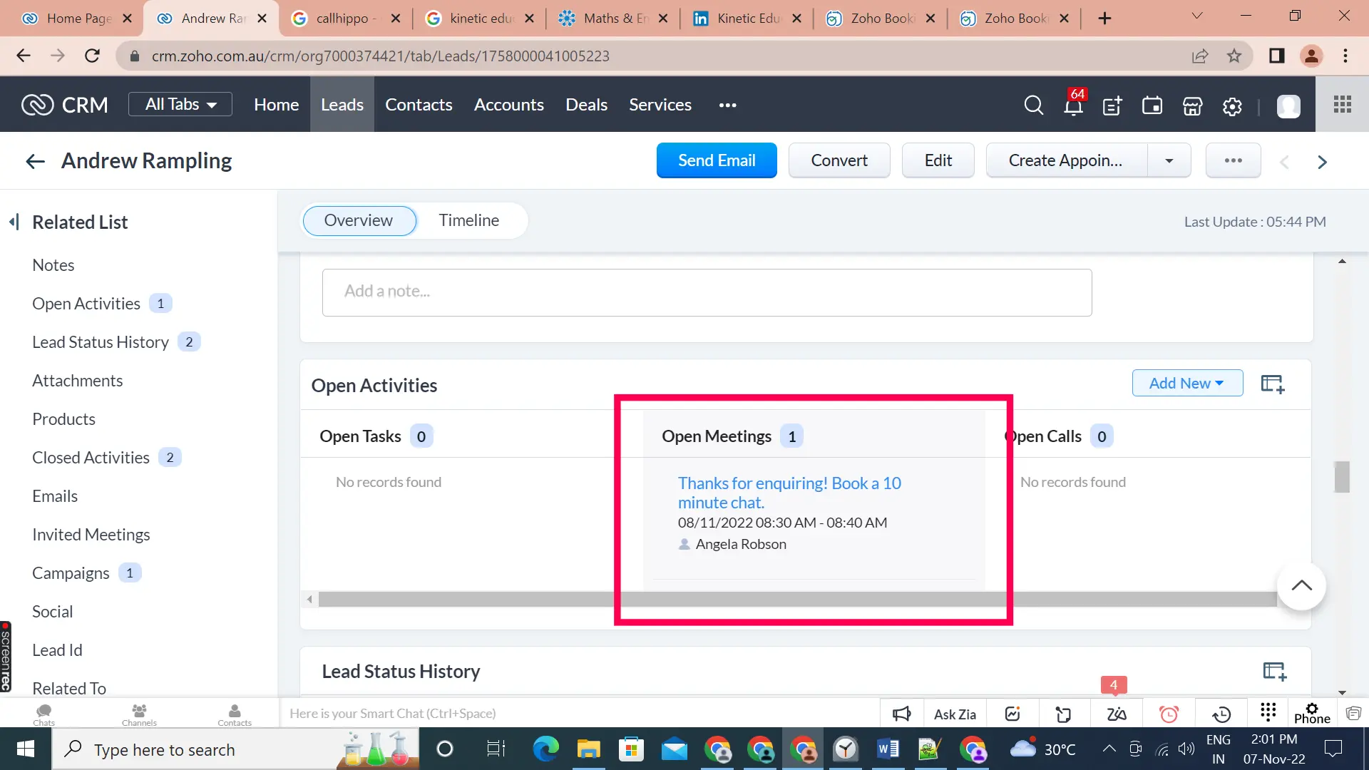 Appointment booking in Zoho CRM