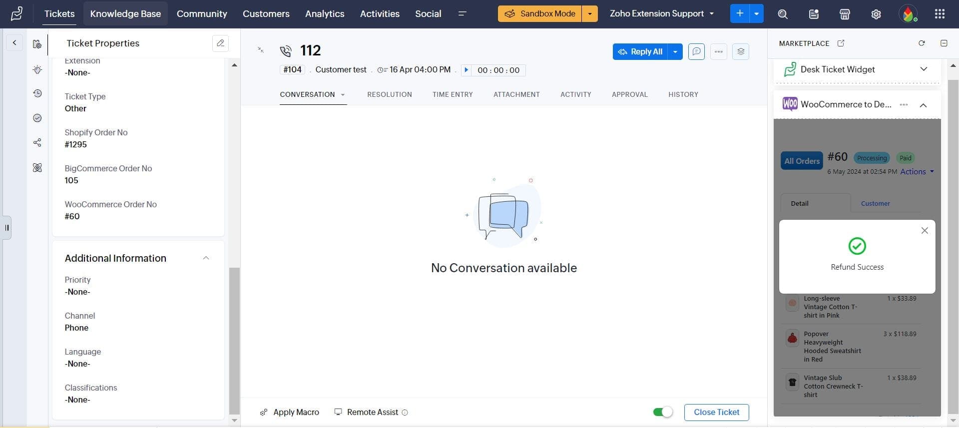 Refund order amount to customers from Zoho Desk