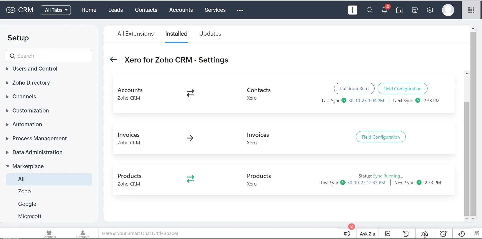 Sync Products between Xero and Zoho CRM