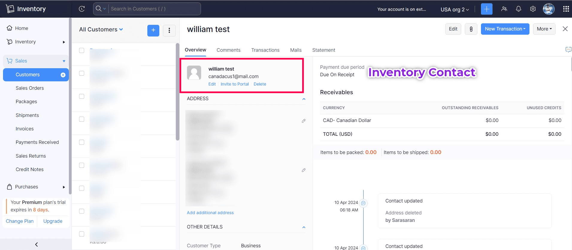 Shopify for Zoho Inventory Contact Image