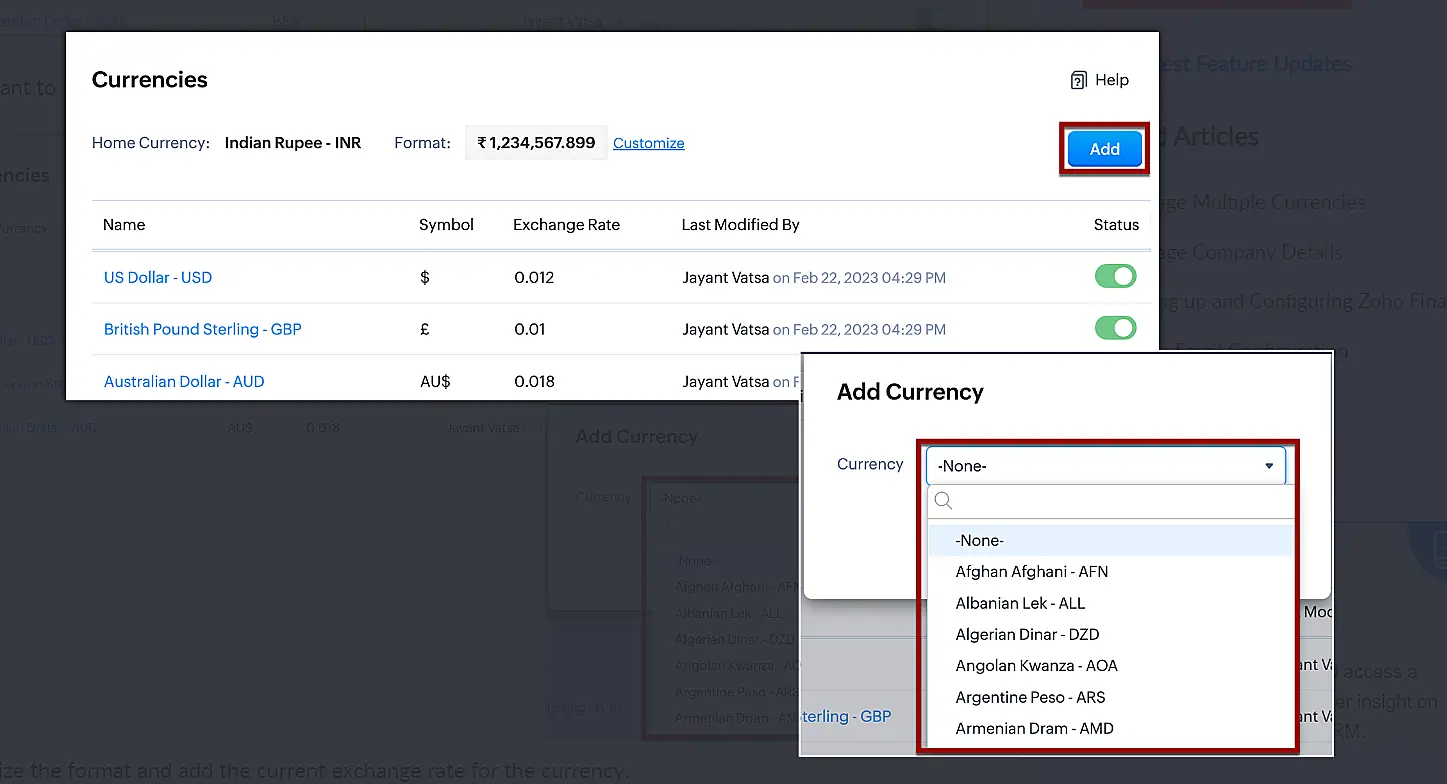 Magneto extension for Zoho CRM supports Multi-currency transactions
