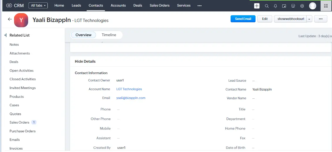 Shopify Customer to Zoho CRM Contact